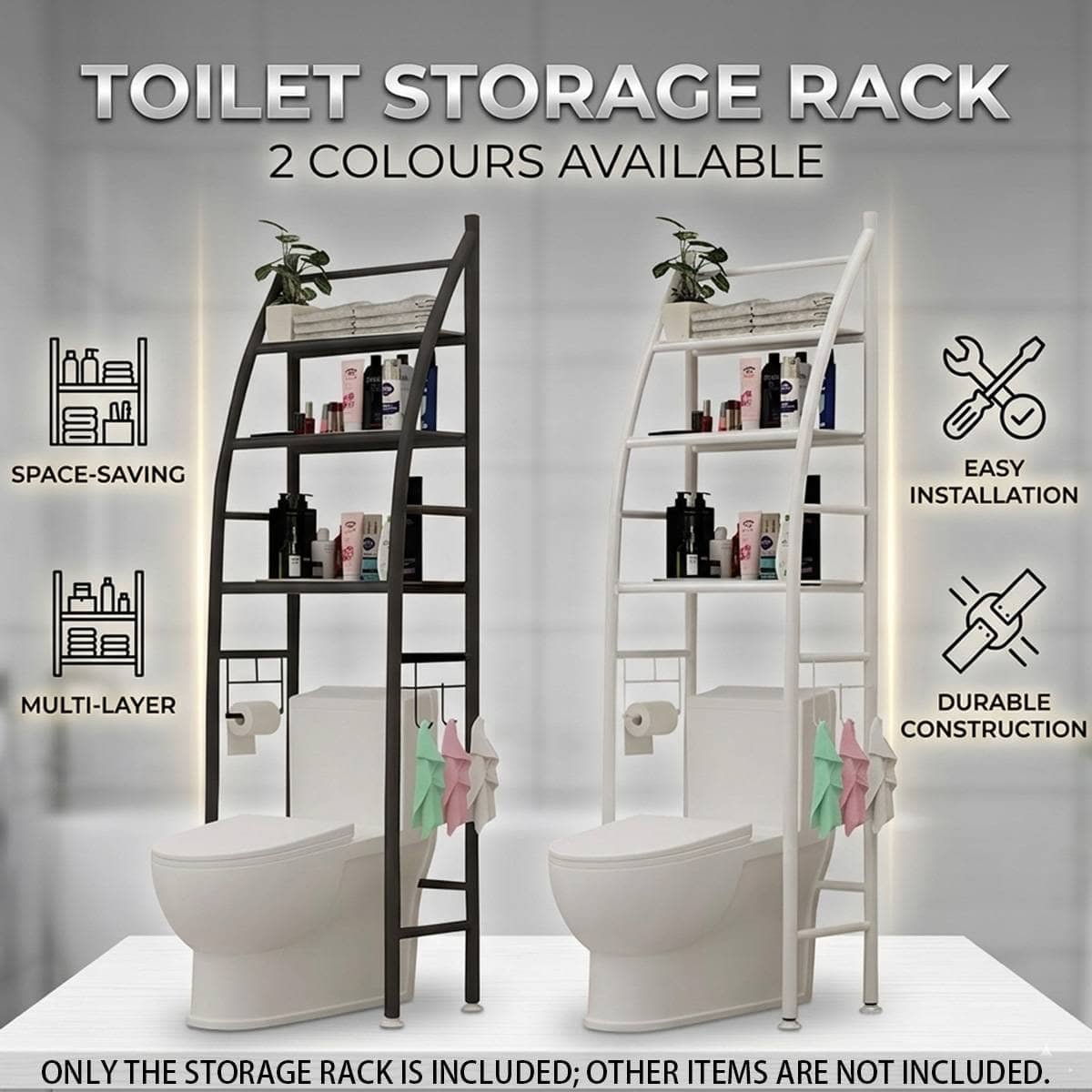 Over Toilet 4 Tier Bathroom Storage Rack - White - view 2