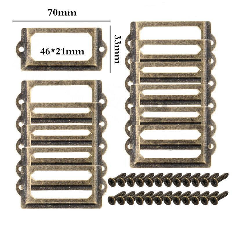 Pack of 12 Brass Cabinet Drawer Label Pull Name Card Frame Holder 70 x 33 mm - view 4
