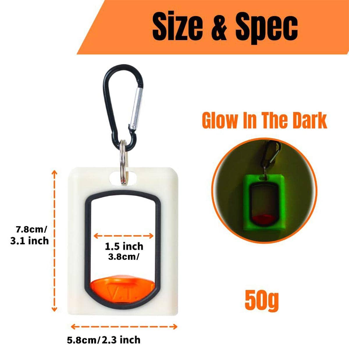 Pack of 2 Square Cable Tie Organisers with Carabiner, Glow in the Dark - view 3