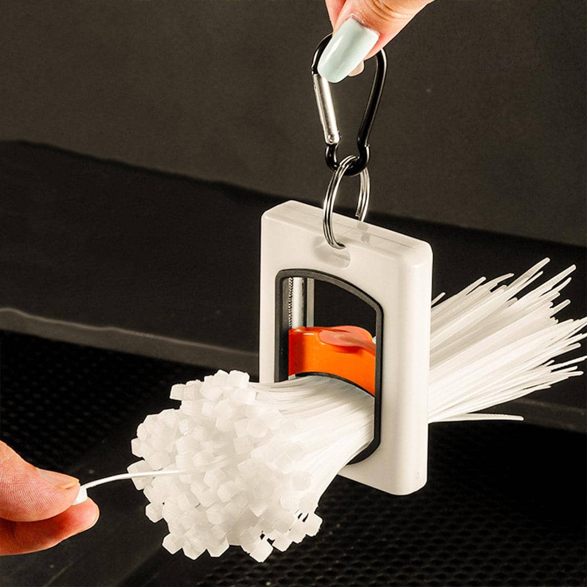 Pack of 2 Square Cable Tie Organisers with Carabiner, Glow in the Dark - view 5