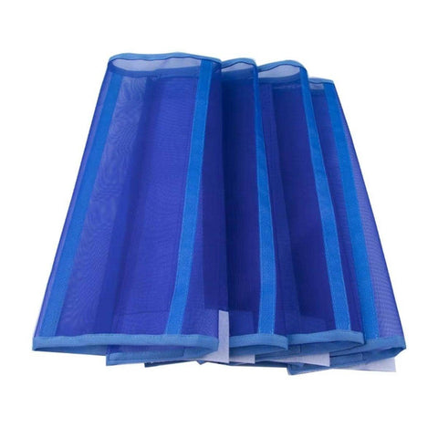 Pack of 4 Horse Leg Wraps with Mesh Covers for Insect Protection - Blue