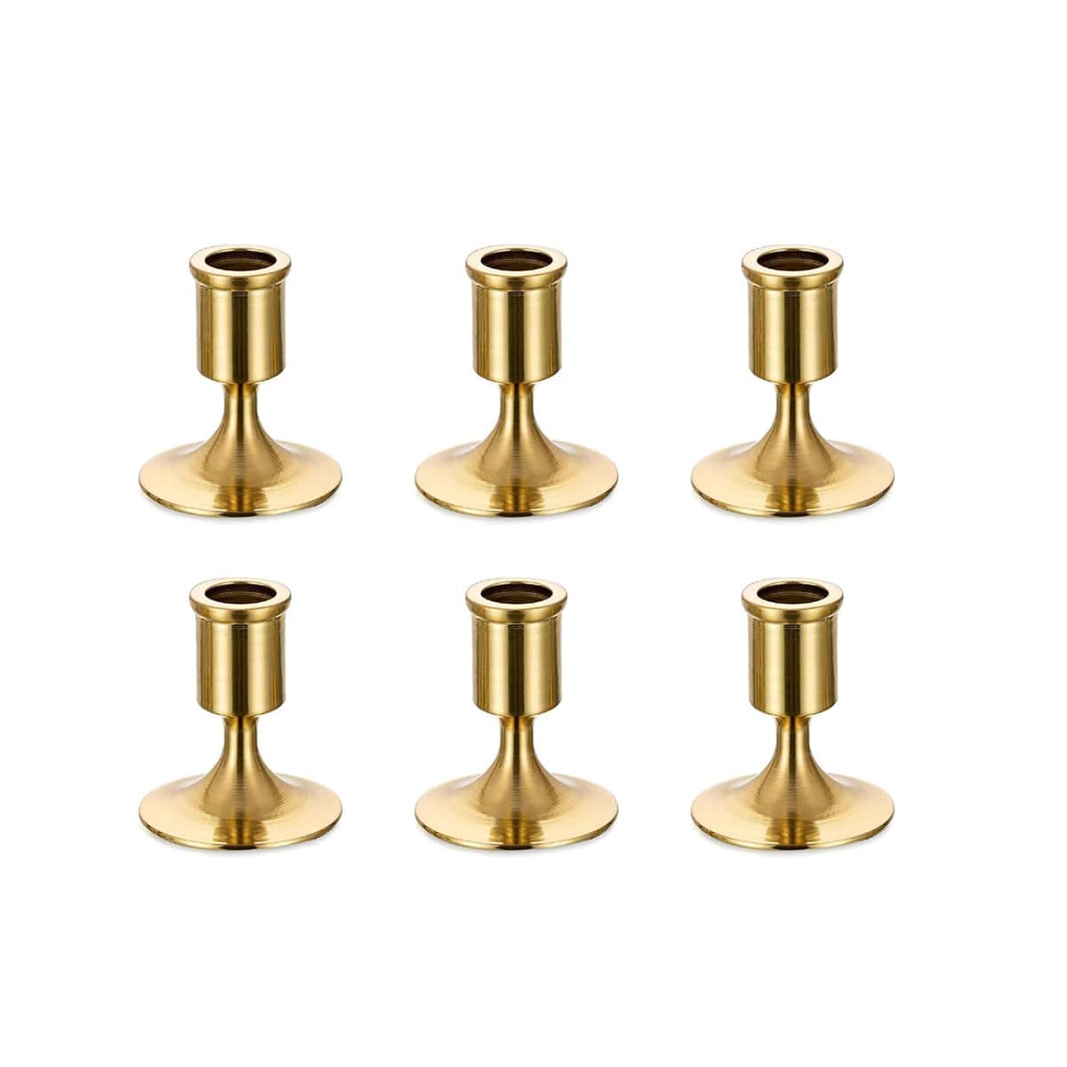 Pack of 6 Gold Iron Candle Holders for Christmas and Dinner Decor - view 2