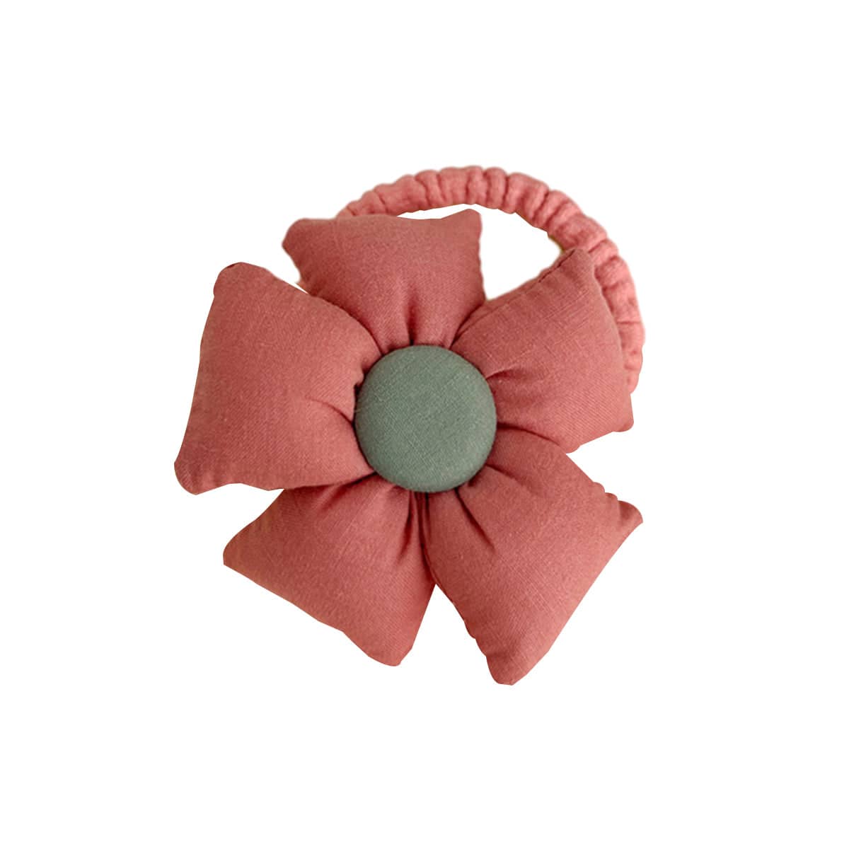 Padded Flower Hair Tie, Elastic Ponytail Holder - Dusty Pink