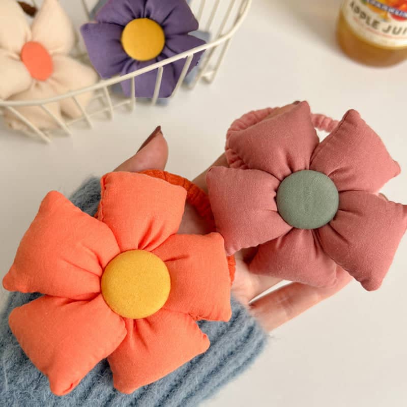 Padded Flower Hair Tie, Elastic Ponytail Holder - Dusty Pink - view 4