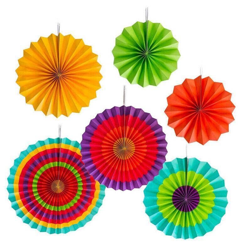 Paper Fan Party Decorations, Multicolour Mexican Fiesta Hanging Decor, Pack of 6 - view 4