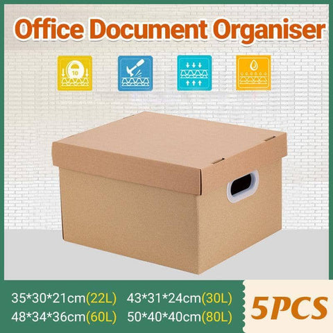 Paper File Storage Boxes, Pack of 5 - 22 Litre (35 x 30 x 21 cm)