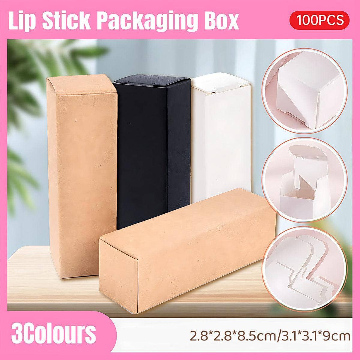 Paper Lip Balm Tube Packaging Carton Box, Pack of 100 - White, 8.5 x 2.8 x 2.8 cm - view 2
