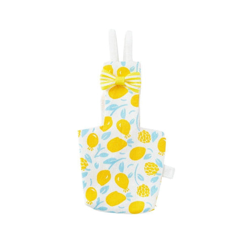 Parrot Diaper Flight Suit with Bow - Yellow Lemon Print, Size XS (4.5 x 9 cm)
