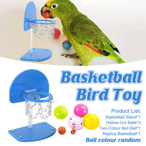Parrot Interactive Training Toy Mini Basketball Hoop Shooting Game for Pet Birds - Blue