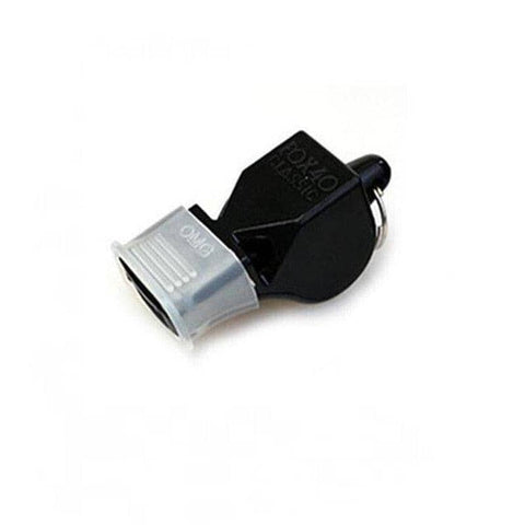 Pealess Referee Whistle with Lanyard and Mouth Grip - Black