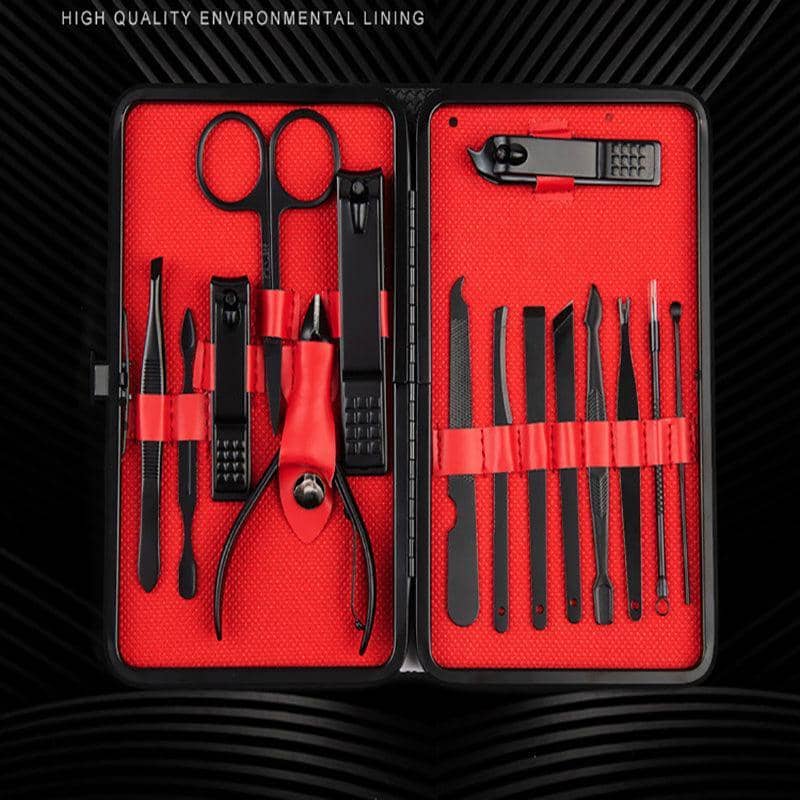 Pedicure Grooming Kit, 15 Piece - Black and Red - view 4