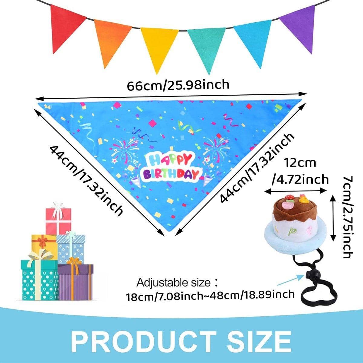 Pet Birthday Cake Hat and Happy Birthday Bandana Set - Pink - view 4