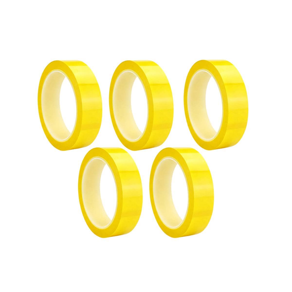 PET Electrical Insulation Tape, 18 mm x 66 m, Pack of 5 - Yellow