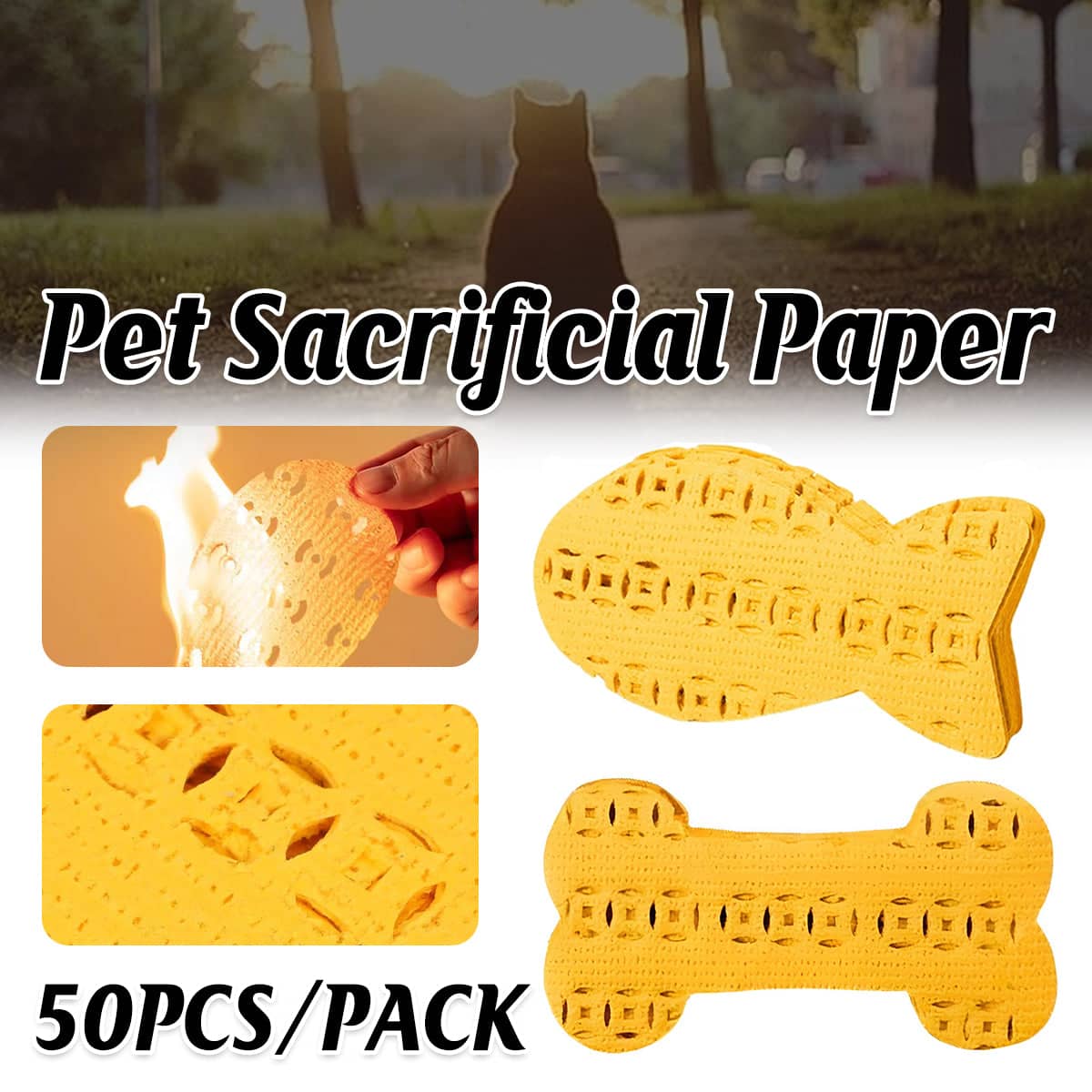 Pet Funeral Burning Paper, Pack of 50 - Fish Shape - view 2