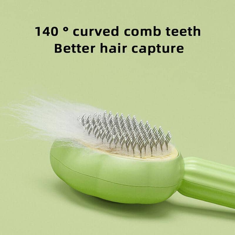 Pet Hair Cleaner Brush with Press-Clean Button for Cats and Dogs - Green - view 5