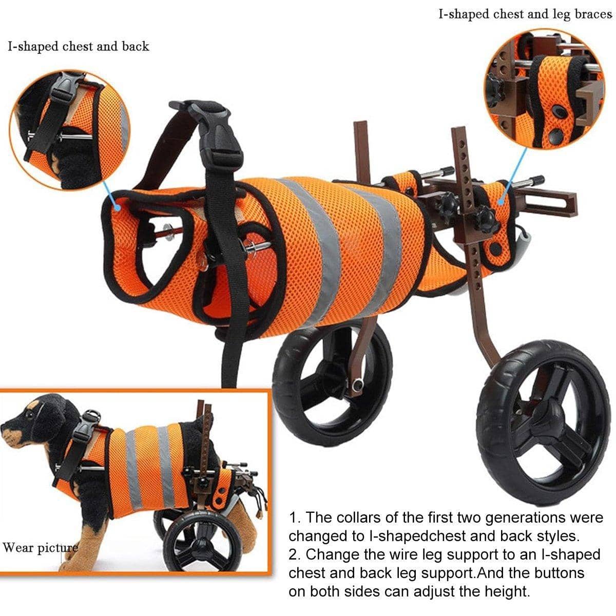 Pet Recovery Leash Assistance Car for Small Pets - Brown and Orange - view 5