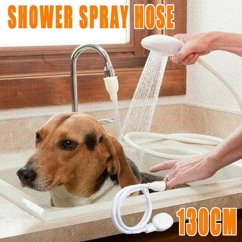 Pet Shower Spray Hose for Single Tap Sink, 130cm Dog Bath Washing Attachment