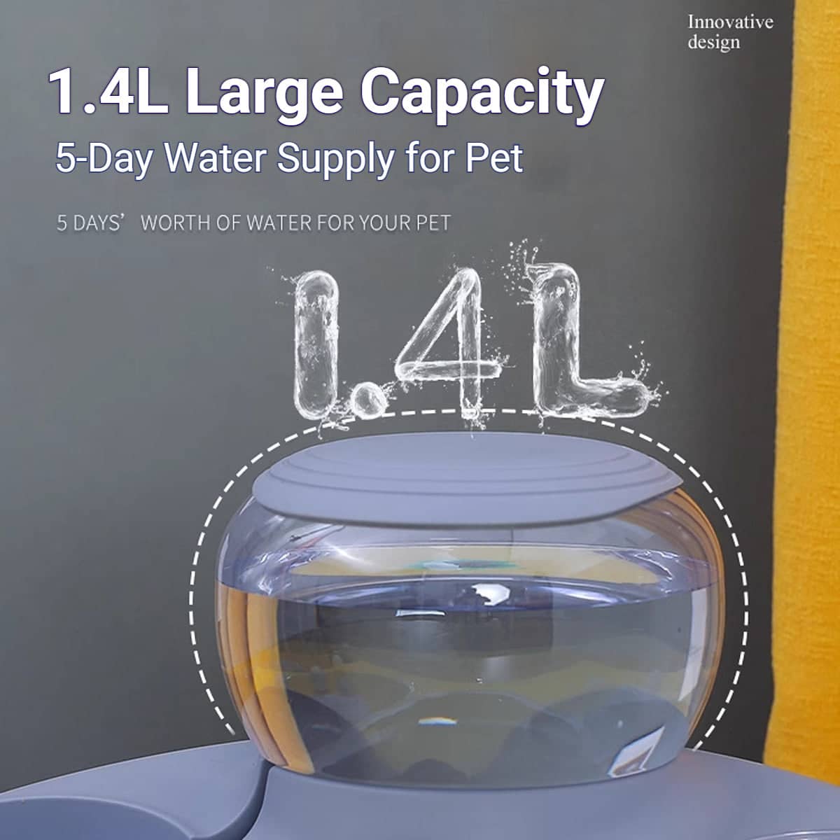Pet Water and Food Bowl with 1.4 L Removable Tank, Leak Proof Gravity Feeder - view 4