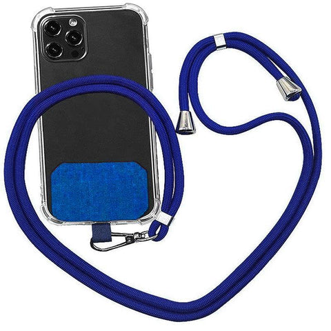 Phone Lanyard Adjustable 160cm Nylon Strap with Patch - Blue