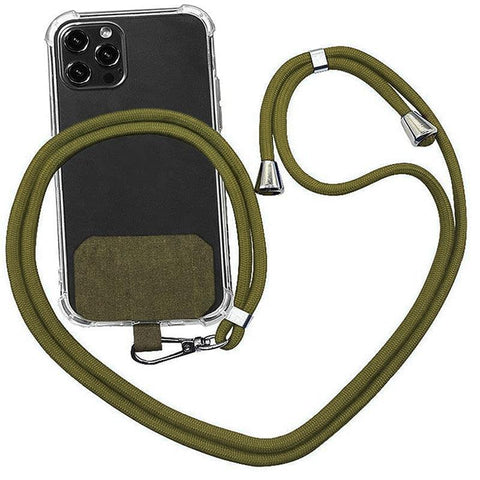 Phone Lanyard Adjustable 160cm Nylon Strap with Patch - Green