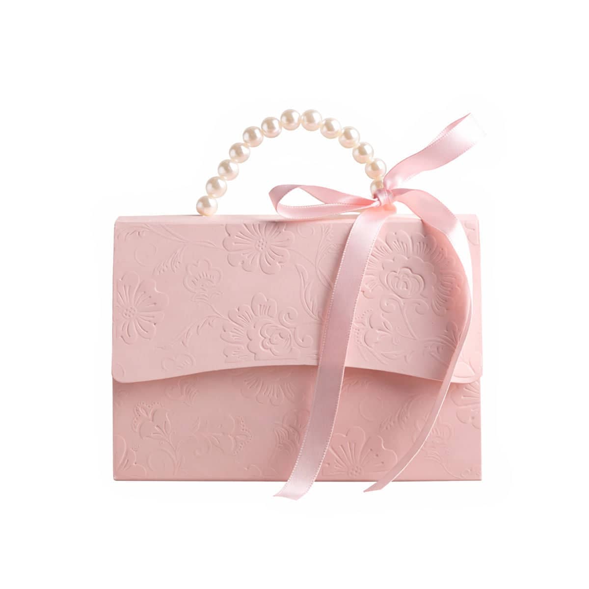 Pink Pearl Handle Candy Gift Box, Pack of 20 Wedding Favour Boxes - Large 13 x 8.5 x 7.5 cm