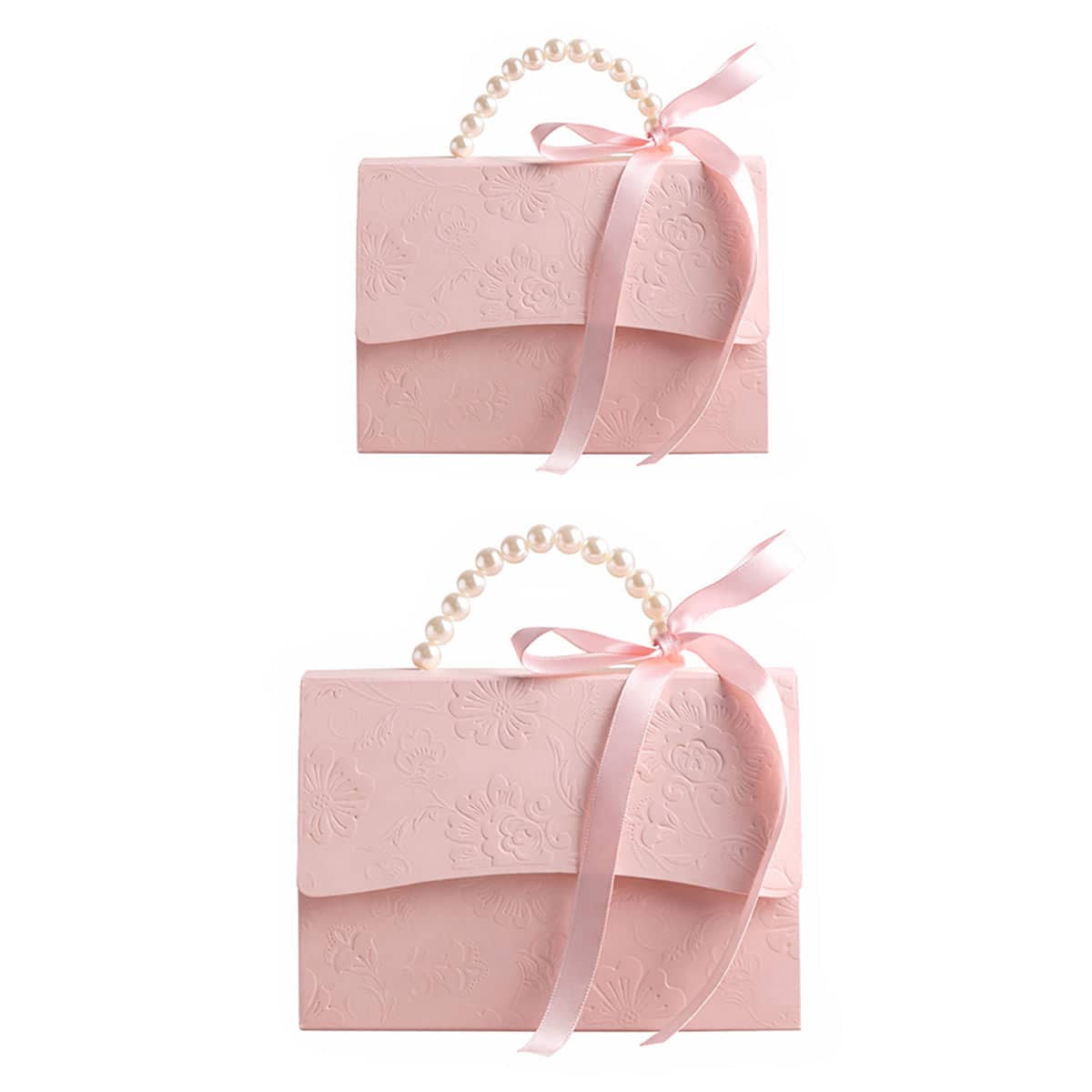 Pink Pearl Handle Candy Gift Box, Pack of 20 Wedding Favour Boxes - Large 13 x 8.5 x 7.5 cm - view 3