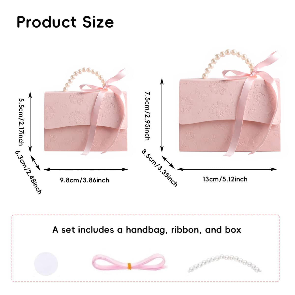 Pink Pearl Handle Candy Gift Box, Pack of 20 Wedding Favour Boxes - Large 13 x 8.5 x 7.5 cm - view 4