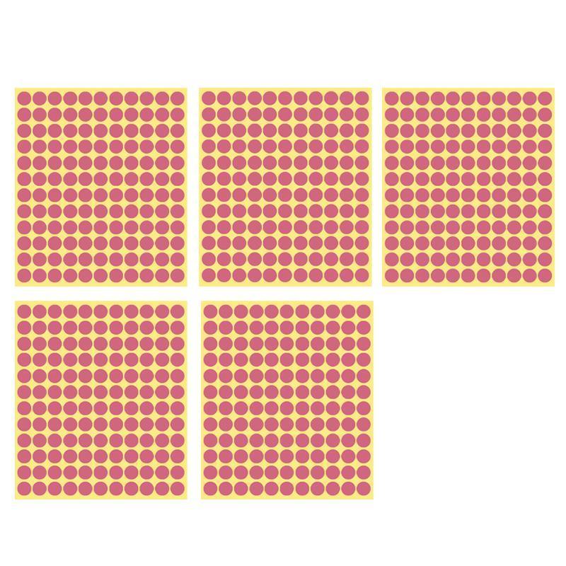 Pink Sticker Dots Adhesive Round Labels - 13mm, 132 Dots per Sheet, 5 Sheets