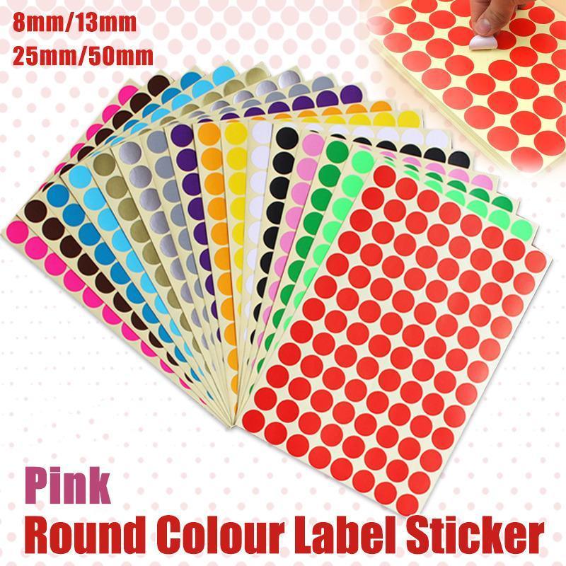 Pink Sticker Dots Adhesive Round Labels - 13mm, 132 Dots per Sheet, 5 Sheets - view 2