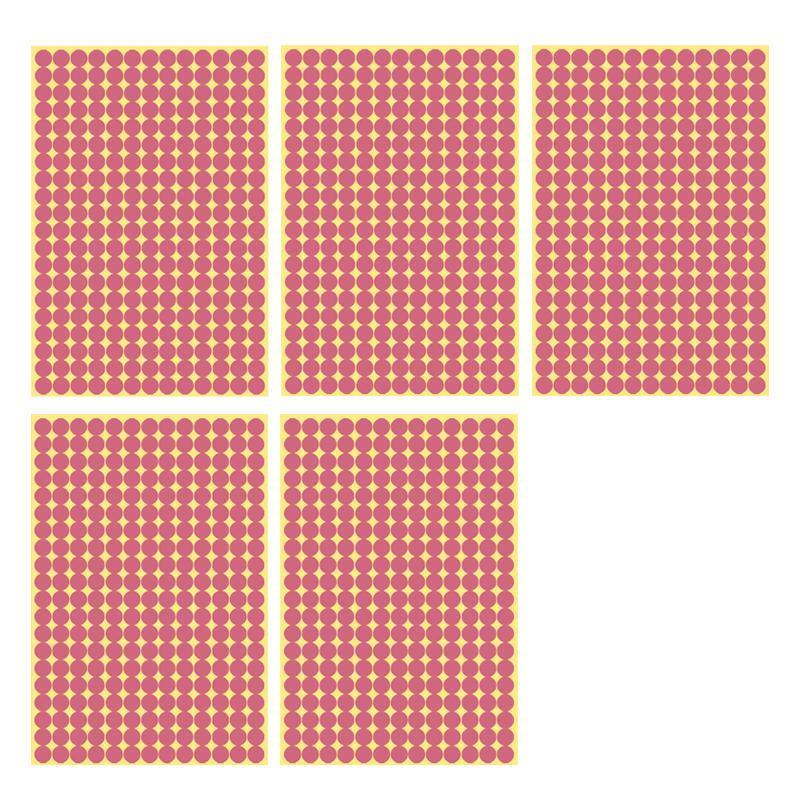 Pink Sticker Dots Adhesive Round Labels - 8mm, 260 Dots per Sheet, 5 Sheets