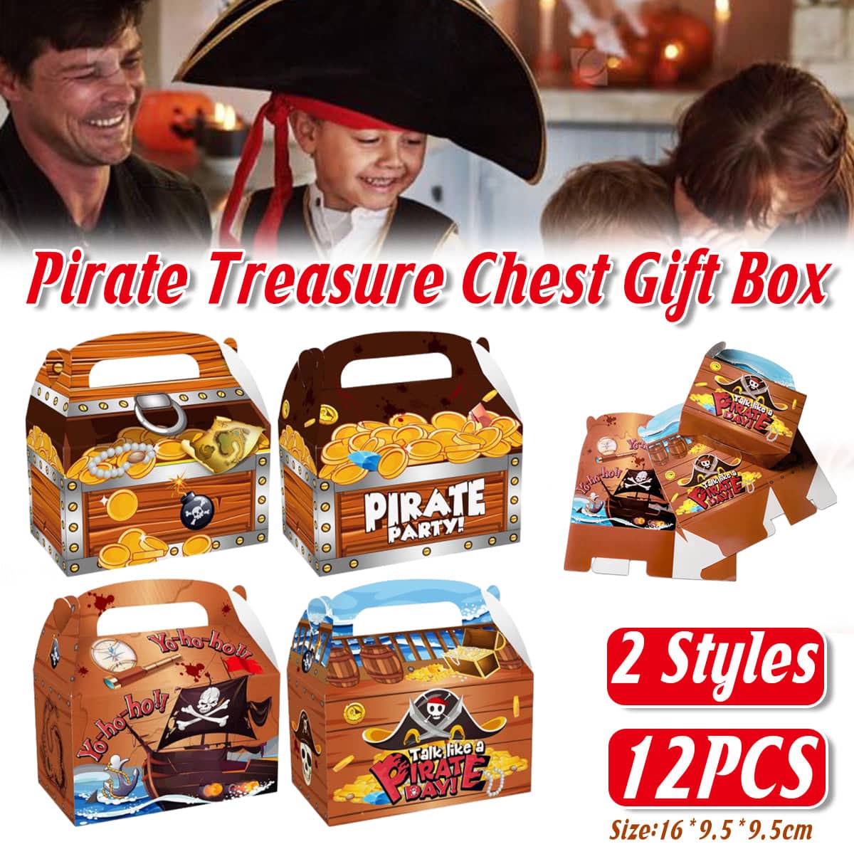 Pirate Treasure Chest Candy Gift Boxes, Pack of 12 Party Favour Supplies
