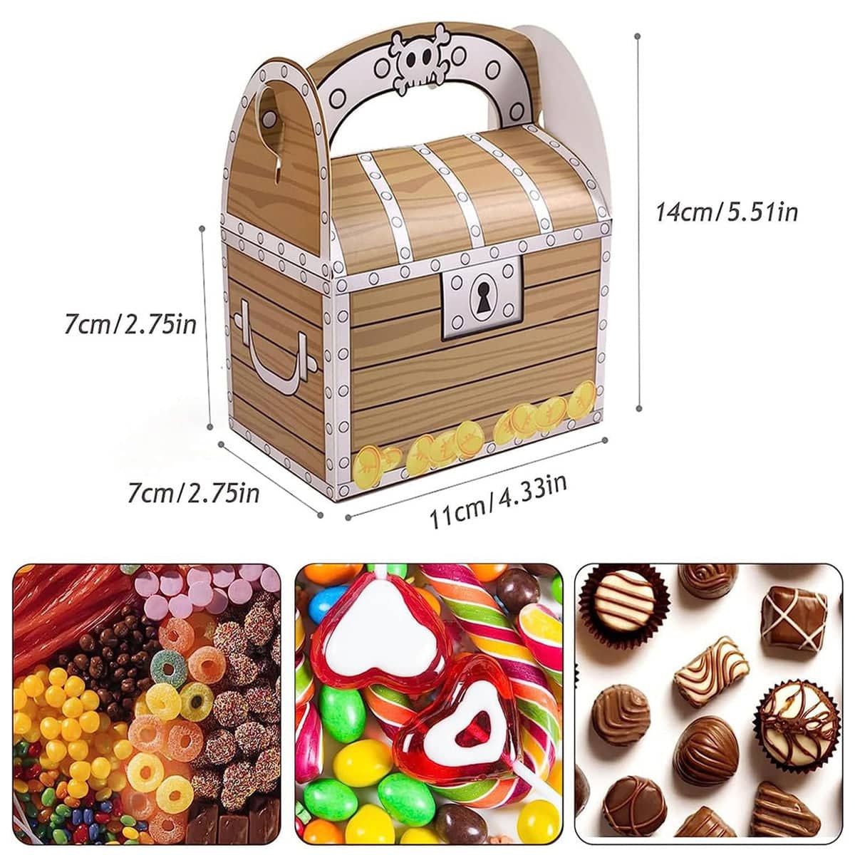 Pirate Treasure Chest Party Favour Boxes with Handle, 50 Pack - view 3