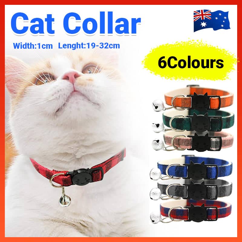 Plaid Cat Collar with Breakaway Buckle and Bell - Red - view 2