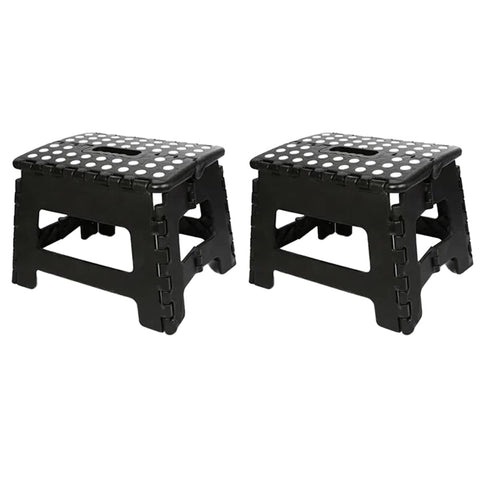 Plastic Folding Step Stool - Black, 22 cm High, Pack of 2