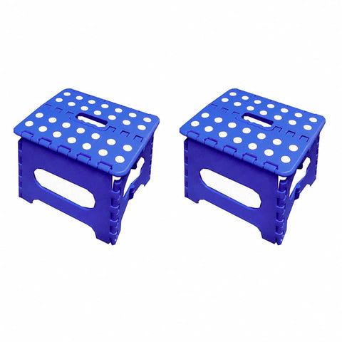 Plastic Folding Step Stool - Blue, 22 cm High, Pack of 2