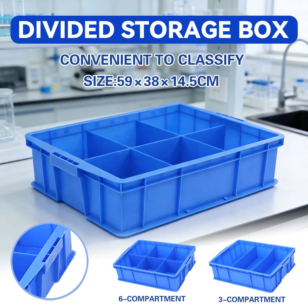 Plastic Hardware Storage Box, 59 x 38 x 14.5 cm - 3 Compartments - view 2