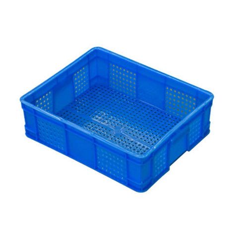 Plastic Storage Basket, Ventilated and Stackable - Blue, Small (37.5 x 30 x 11.5 cm)