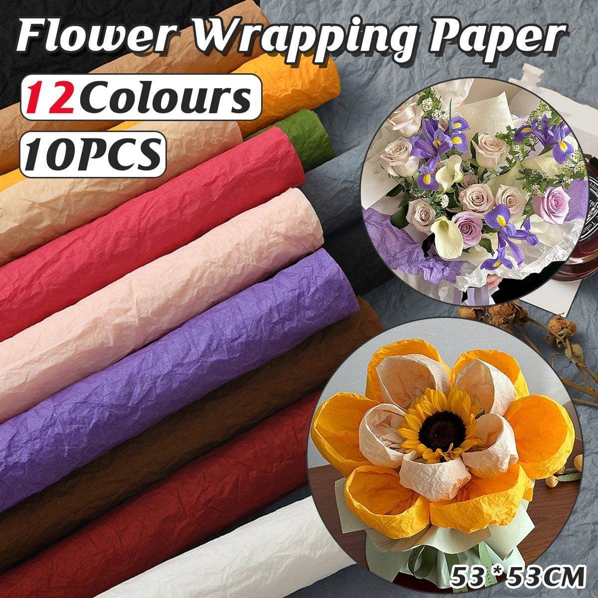 Pleated Flower Wrapping Paper for Bouquets, 10 Sheets (53 x 53 cm) - Tan - view 2