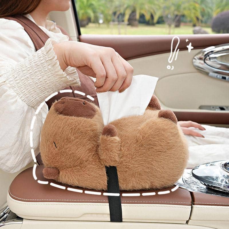 Plush Capybara Tissue Box for Car and Home Decorative Tissue Holder Organiser - view 4