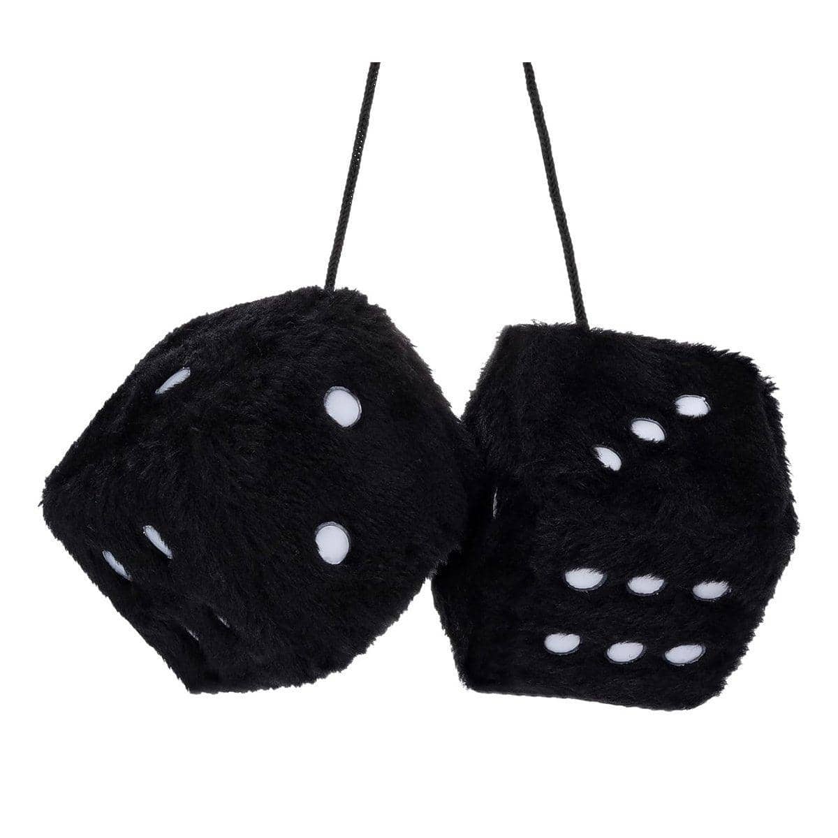 Plush Dice Hanging Charms, Pair - Black