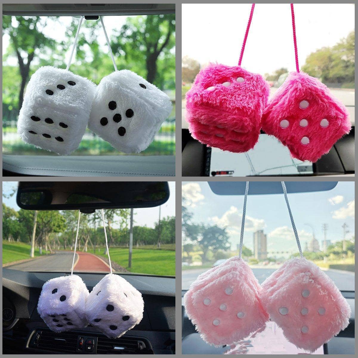 Plush Dice Hanging Charms, Pair - Black - view 5