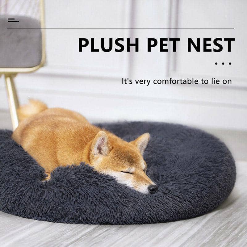 Plush Donut Pet Bed for Cats and Dogs - Purple, 80 cm - view 4