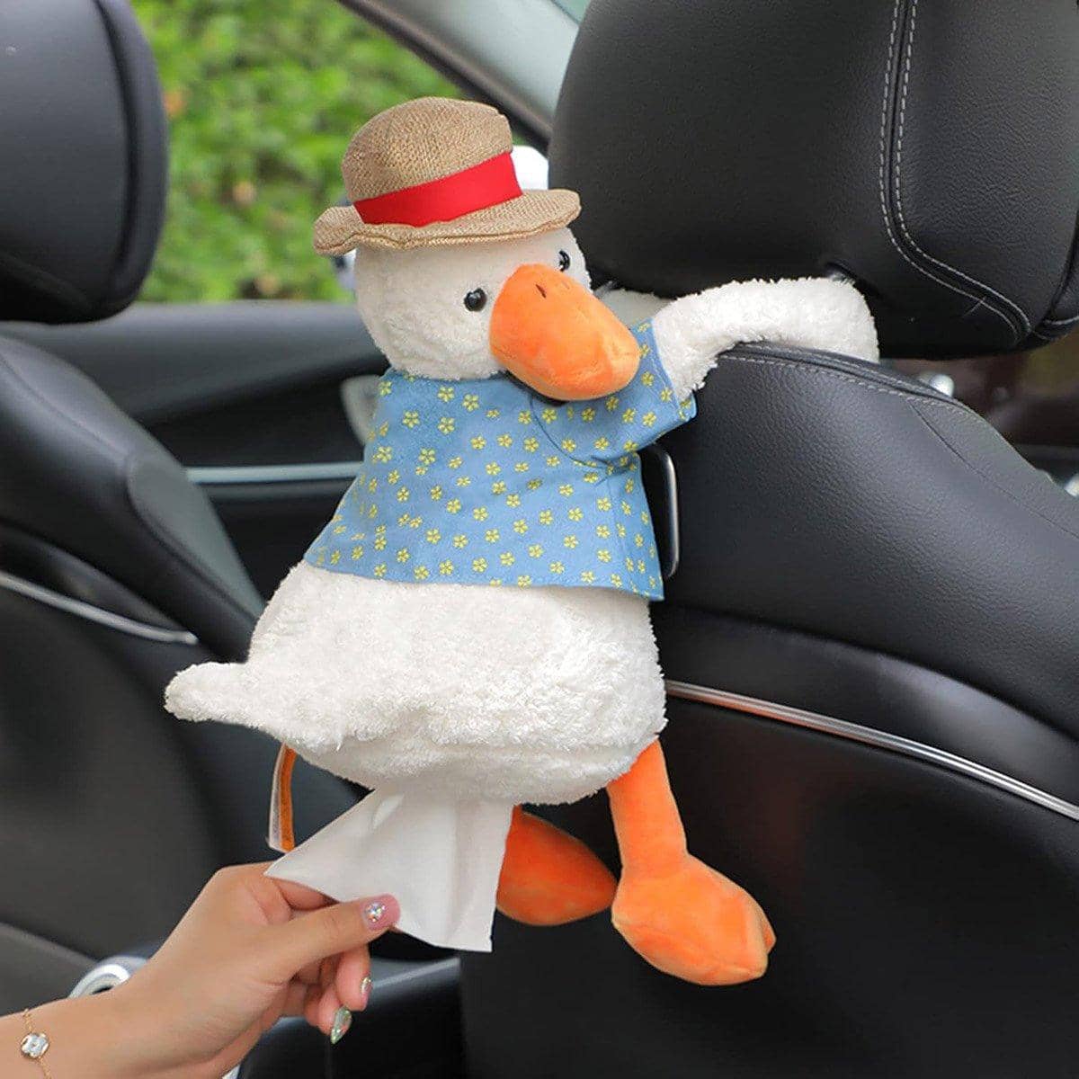 Plush Duck Car Tissue Box Holder for Headrest and Home - view 4