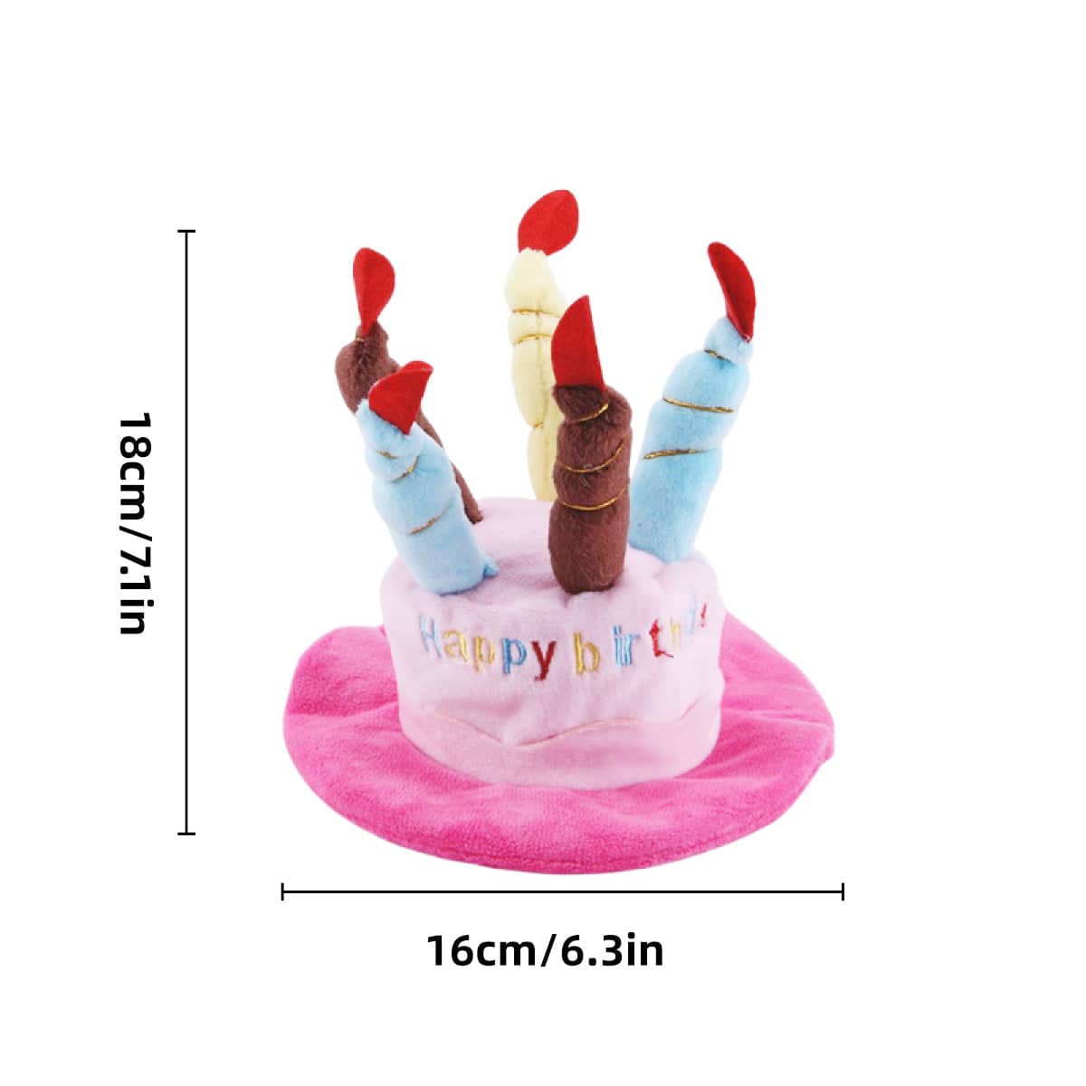 Plush Pet Birthday Cake Party Hat for Dogs and Cats - Pink - view 4