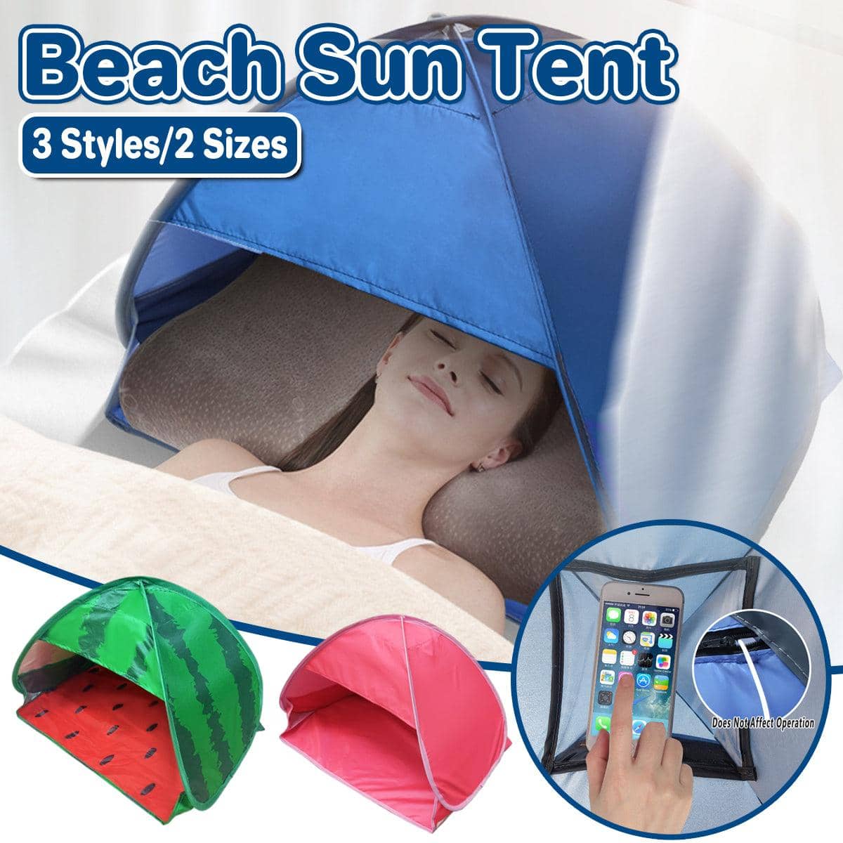 Pop-Up Beach Sun Shade Tent - Blue, Medium (70 x 50 x 45 cm) - view 2