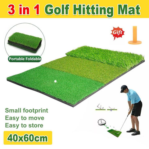 Portable 3-In-1 Golf Training Mat for Driving, Chipping and Putting