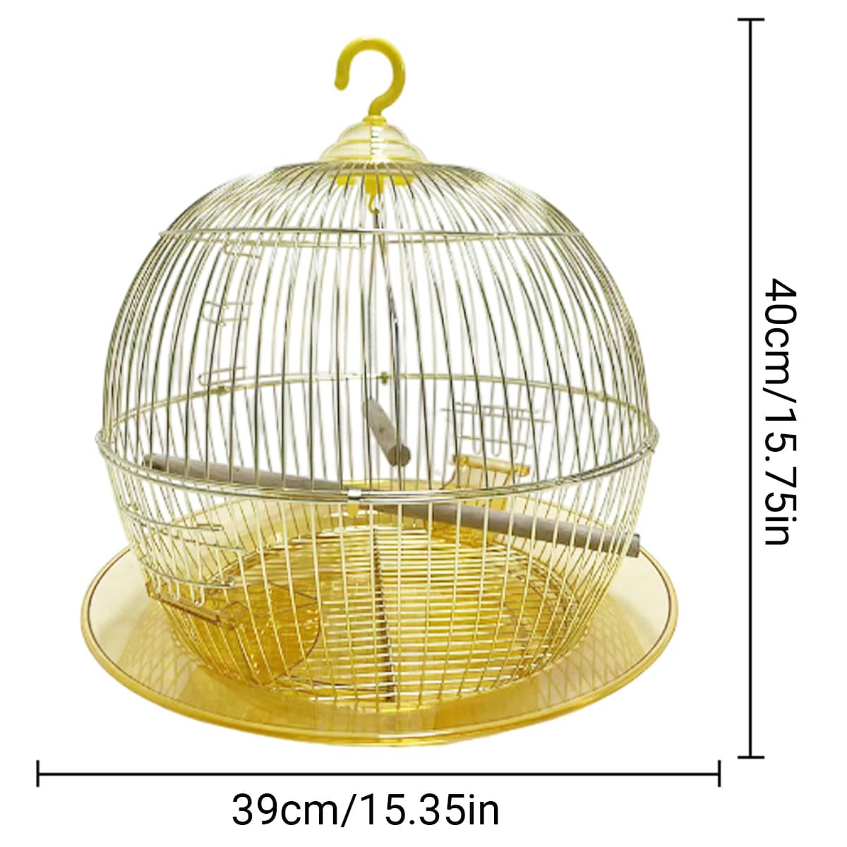 Portable Dome Bird Cage 40 cm Iron Wire with Hanging Hook and Tray for Small Birds - view 3