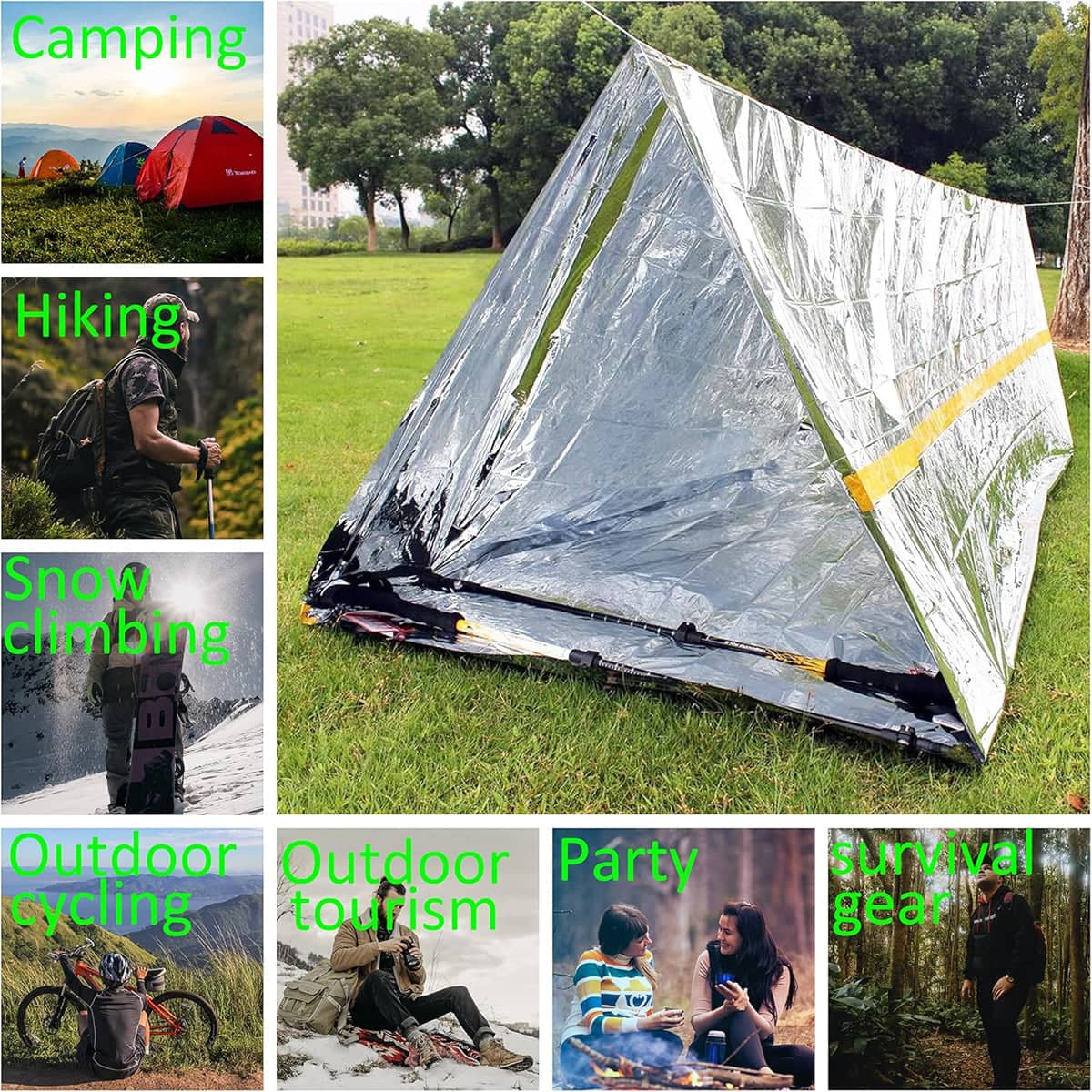 Portable Emergency Tent for Hiking and Camping - Green - view 5
