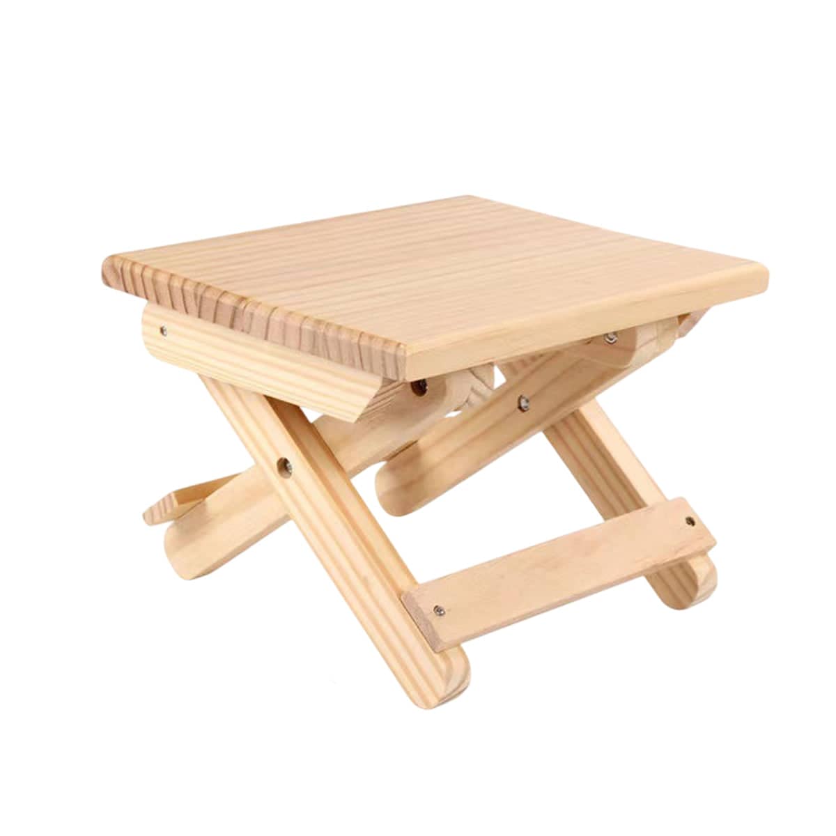 Portable Foldable Low Stool Solid Wood Space Saving for Home and Outdoor Use - view 2