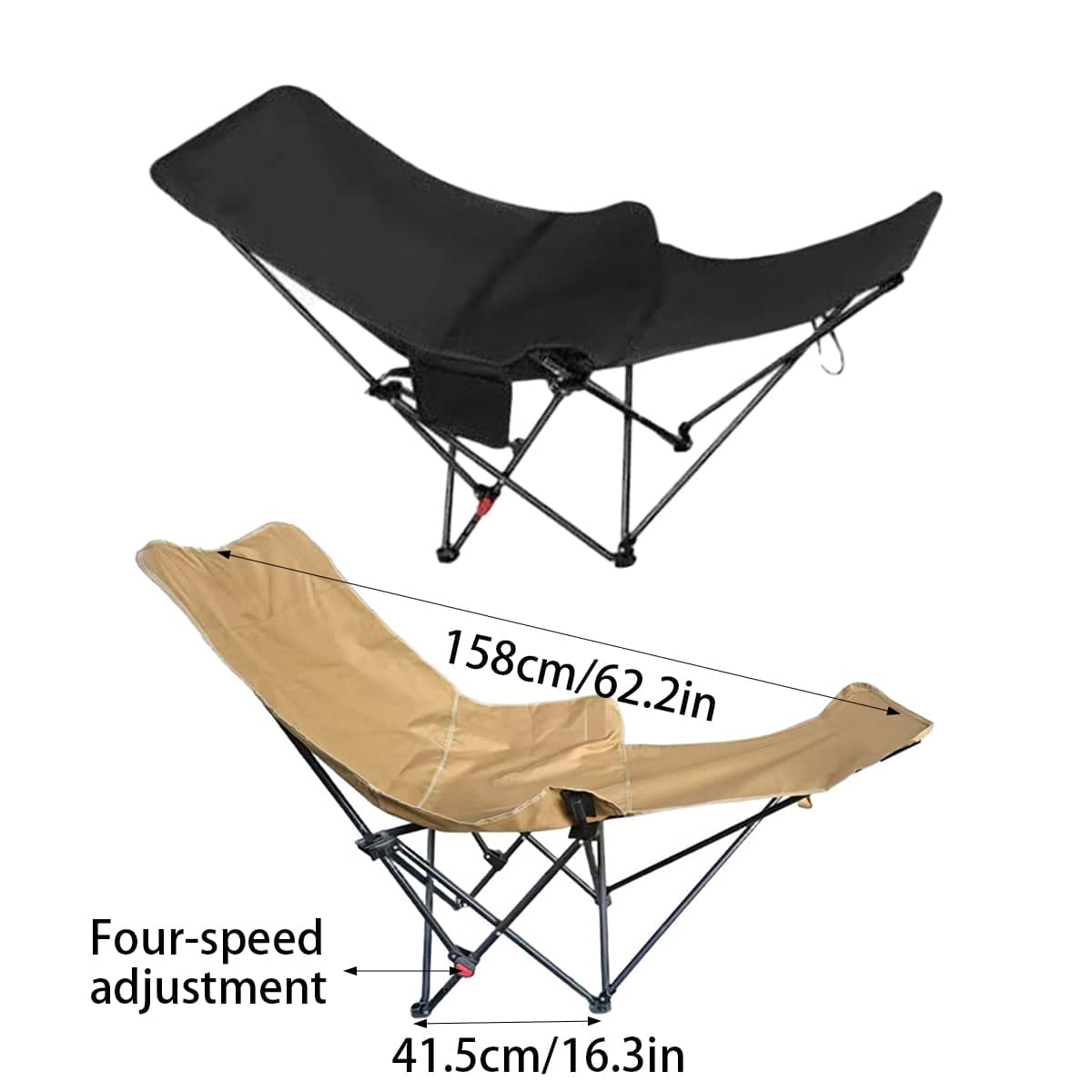 Portable Folding Adjustable Camping Recliner Chair - Khaki - view 4